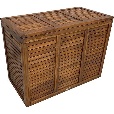 Spa Large-Size Triple Walnut-Shield Teak Laundry or Storage Hamper