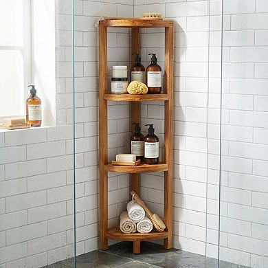 Kai Four-Tier Corner Teak Bath Stand