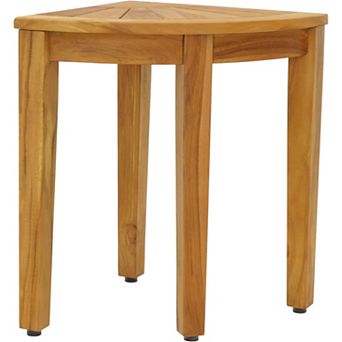 15.5" Kai Corner Teak Shower Bench with Elevated Height