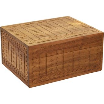 Manada Large Carved Teak Storage Box