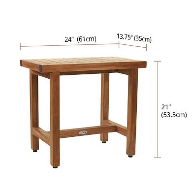 24" Spa Lotus Teak Shower Bench with Elevated Height