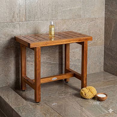 24" Spa Lotus Teak Shower Bench with Elevated Height