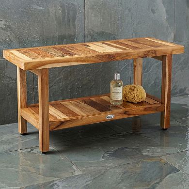 36" Spa-Shield Teak Shower Bench with Shelf