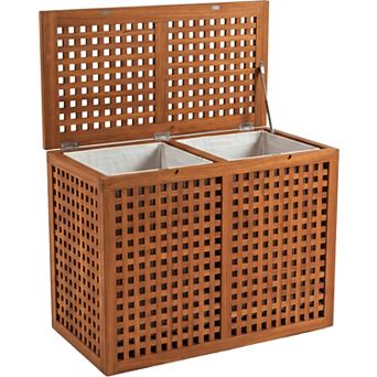 Grate Large-Size Double Teak Laundry & Storage Hamper