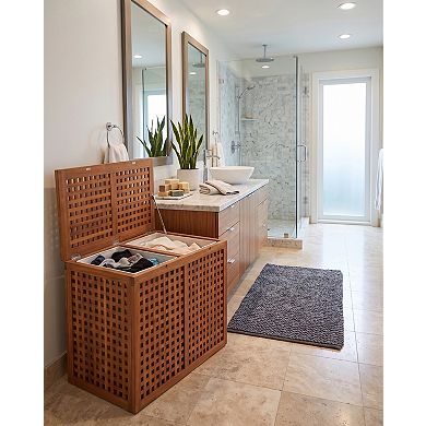 Grate Large-Size Double Teak Laundry & Storage Hamper