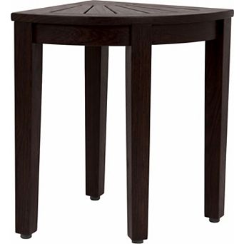 15.5" Kai Mocha-Shield Corner Teak Shower Bench with Elevated Height