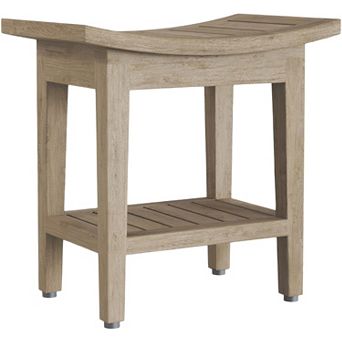 18" Maluku-Mist Teak Shower Bench with Shelf
