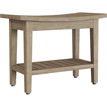 24" Maluku Mist-Shield Teak Shower Bench with Shelf