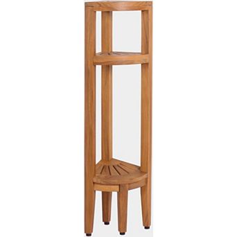Kai Teak Corner Bath Shelf with Angled Shaving & Washing Foot Rest