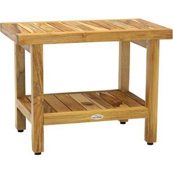 24" Spa Clear-Shield Teak Shower Bench with Shelf