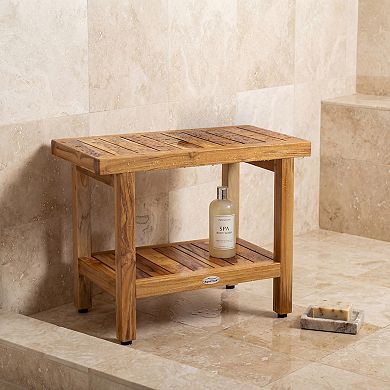 24" Spa Clear-Shield Teak Shower Bench with Shelf