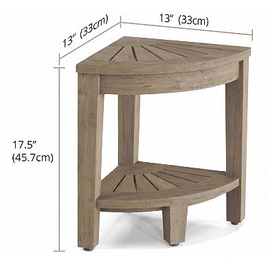 Patented Kai-Petite Mist-Shield Corner Teak Shower Bench with Shelf