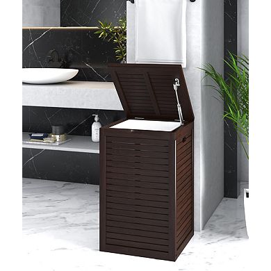 Spa Mocha-Shield Large-Size Teak Laundry or Storage Hamper