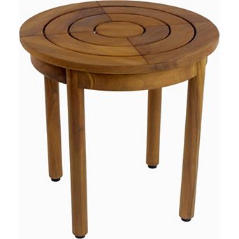 Patented 18" Iris Round Teak Shower Bench