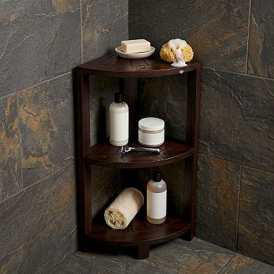 Kai-Petite Mocha-Shield Three-Tier Teak Corner Bath Stand