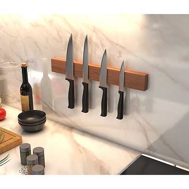 18" Manada Wall Mount Teak Knife Holder