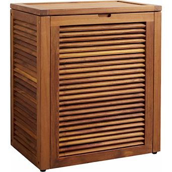 The Original Nila Teak Wall Hugging Louvered Large Hamper