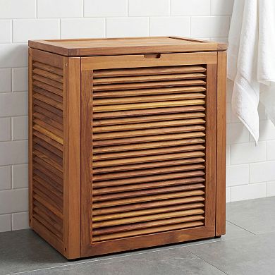 The Original Nila Teak Wall Hugging Louvered Large Hamper