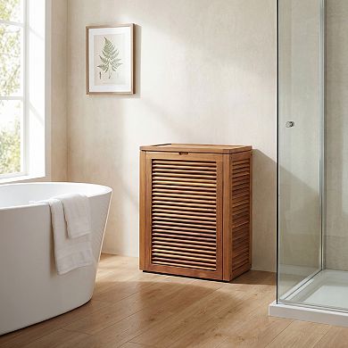 The Original Nila Teak Wall Hugging Louvered Large Hamper