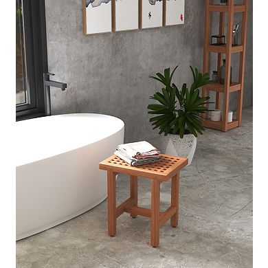 Patented 18" Grate Lotus Teak Shower Bench