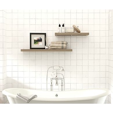 36" Moa Mist-Shield Floating Teak Wall Shelf