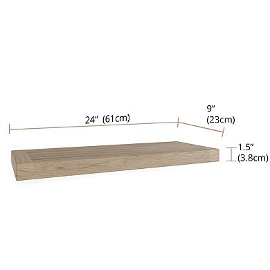 24" Moa Mist-Shield Floating Teak Wall Shelf