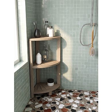 Kai-Petite Mist-Shield Three-Tier Corner Teak Bath Stand