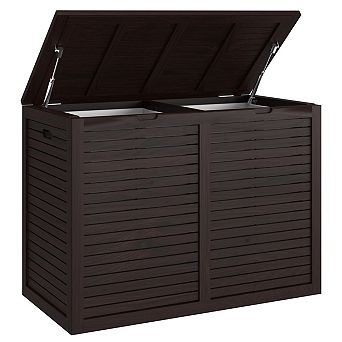 Spa Mocha-Shield Large-Size Double Teak Laundry or Storage Hamper