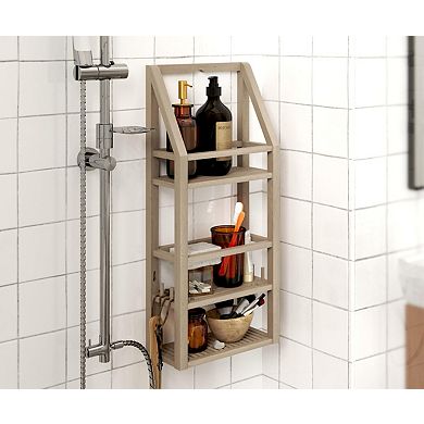 Moa Mist-Shield Rectangular Teak Shower Organizer