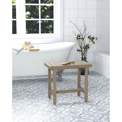 Patented 24" Spa Mist-Shield Lotus Teak Shower Bench with Elevated Height