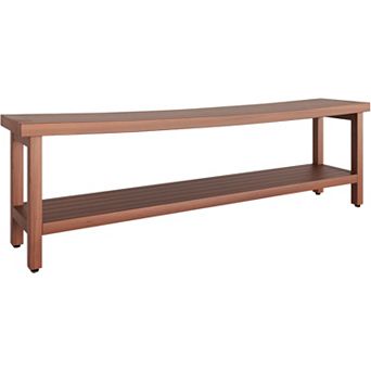 60" Sumba Manor Teak Shower Bench with Shelf