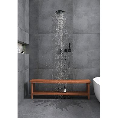 60" Sumba Manor Teak Shower Bench with Shelf