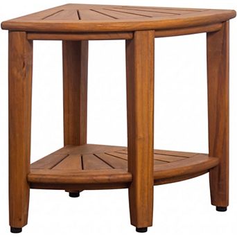 Kai Bjon Corner Teak Shower Bench with Shelf