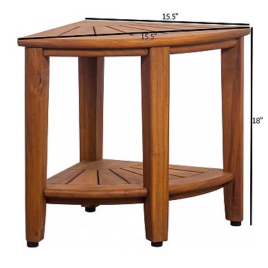 Kai Bjon Corner Teak Shower Bench with Shelf