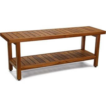 48" Spa Estate Teak Shower Bench with Shelf