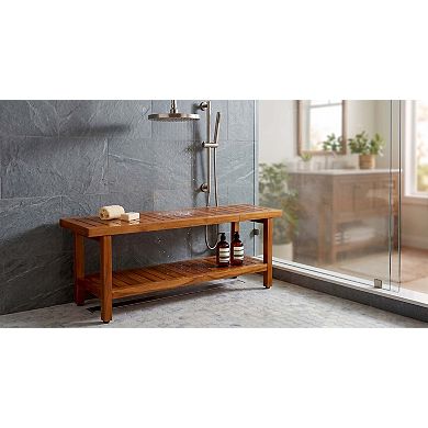 48" Spa Estate Teak Shower Bench with Shelf