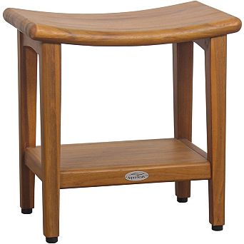 18" Sumba-Bjon Solid Top Teak Shower Bench with Shelf