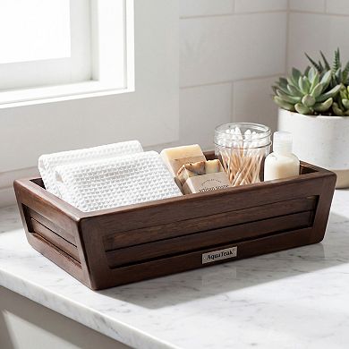 Moa Mocha-Shield Teak Bathroom Guest Towel & Amenities Tray