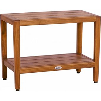 24" Spa-Bjon Teak Shower Bench with Shelf