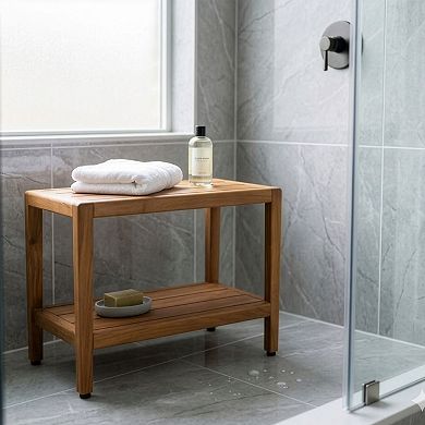 24" Spa-Bjon Teak Shower Bench with Shelf