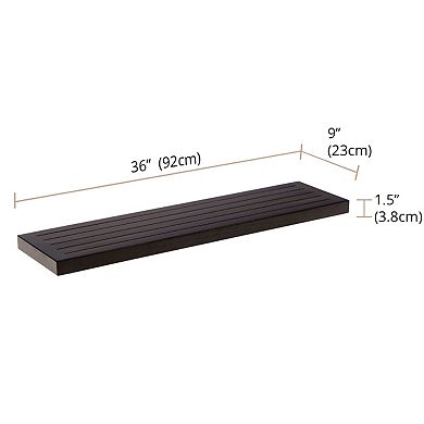 36" Moa Mocha-Shield Floating Teak Wall Shelf
