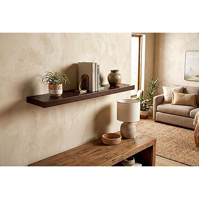 36" Moa Mocha-Shield Floating Teak Wall Shelf