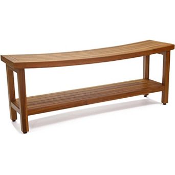 Patented 48" Sumba Estate Teak Shower Bench with Shelf