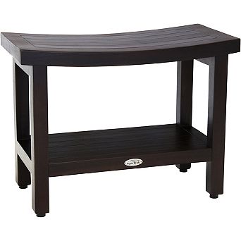 Patented 24" Sumba Mocha-Shield Teak Shower Bench with Shelf