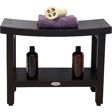 Patented 24" Sumba Mocha-Shield Teak Shower Bench with Shelf
