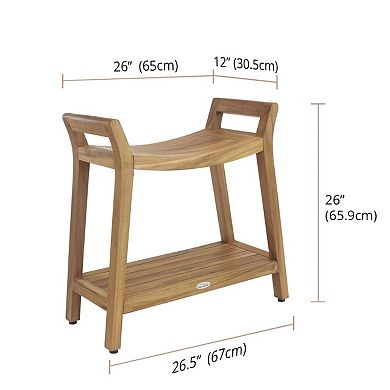 Patented Asia Ascend Teak Shower Bench with Elevated Height and Shelf