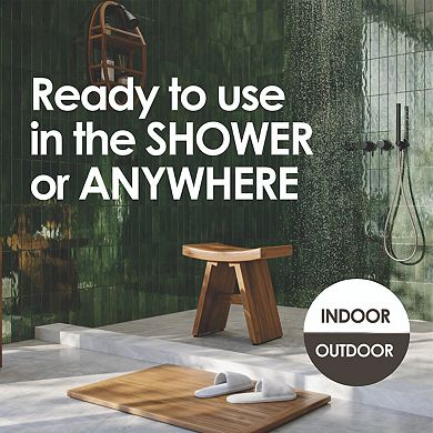 Patented Asia Ascend Estate Teak Shower Bench with Elevated Height and Shelf