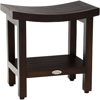 Patented 18" Sumba Mocha-Shield Teak Shower Bench with Shelf