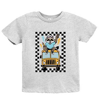 Racoon School Bus Lightning - Youth Short Sleeve Graphic T-Shirt