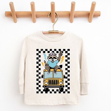 Racoon School Bus Lightning - Youth Long Sleeve Graphic T-Shirt